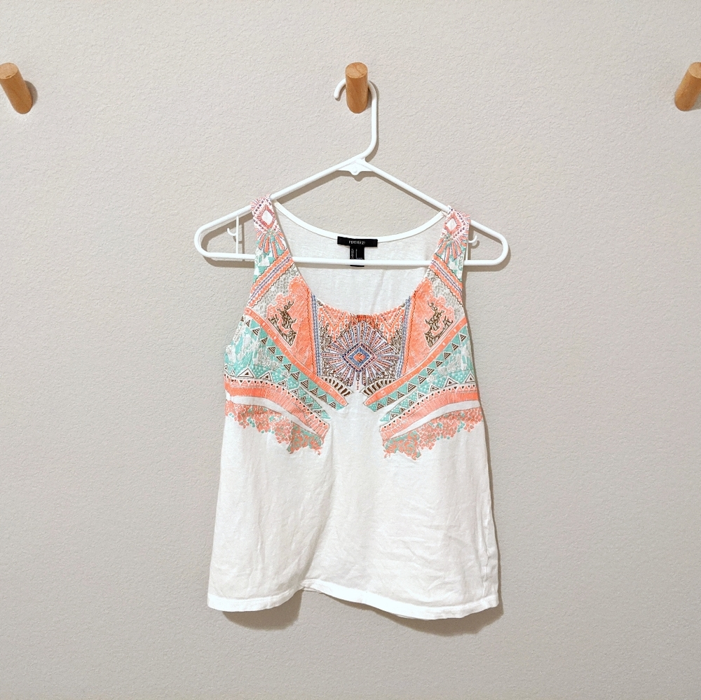 F21 Geometric Neon Print Tank Top